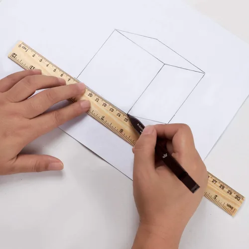 Vista 9 de Utoolmart 2 reglas rectas de madera, regla de escala de doble cara de 6 pulgadas, herramienta de medición para ingeniería, arquitecto de oficina