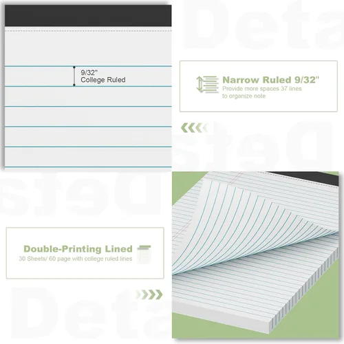 Vista 3 de Anotadores de tamaño legal de 8.5 x 11 pulgadas, paquete de 2 blocs de notas blancos de 8.5' x 11' para el trabajo, anotadores con papel
