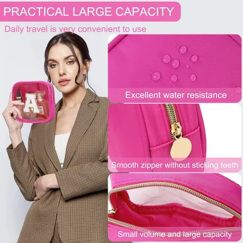Vista 5 de Bolsa de Maquillaje Transparente Pequeña Bolsa de Cosméticos Bolsa de Viaje de Artículos de Aseo Bolsa Transparente con Cremallera Bolso Organizador