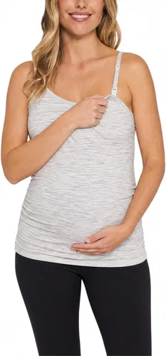 Vista 7 de Motherhood Maternity Camiseta sin mangas tipo tank top de lactancia con clip hacia abajo para mujer con tirantes ajustables y sostén integrado tipo