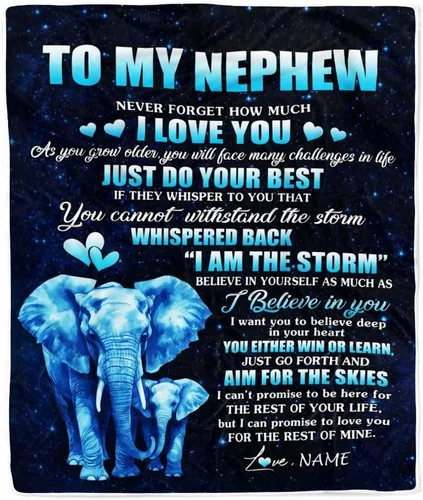 Vista 48 de Manta personalizada con texto en inglés «To My Nephew from Aunt Uncle Auntie I Love You Hugs» (texto en inglés) con texto en inglés «To My Nephew»