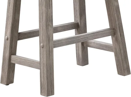 Vista 8 de Boraam Sonoma Taburetes de bar de cocina sin respaldo tipo silla de montar - Gris tormenta con acabado cepillado - Juego de 2