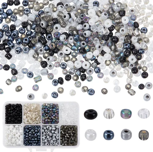 Vista 8 de PH PandaHall 1800 piezas Cuentas de semillas de fantasía nubladas de 6 colores 3mm Cuentas de vidrio cremoso Cuentas redondas para la cintura