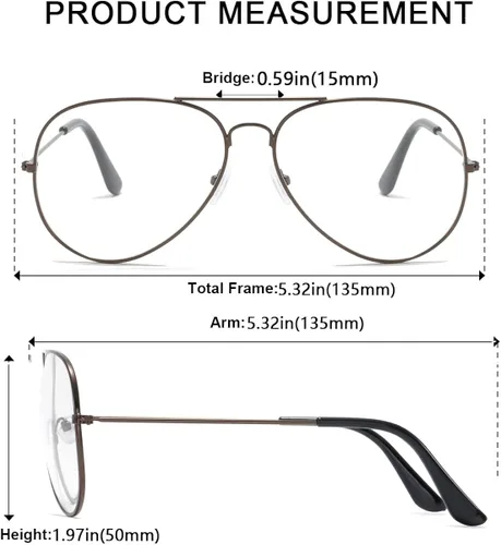 Vista 6 de AISSWZBER Lentes de aviador transparentes con marco de metal clásico prémium