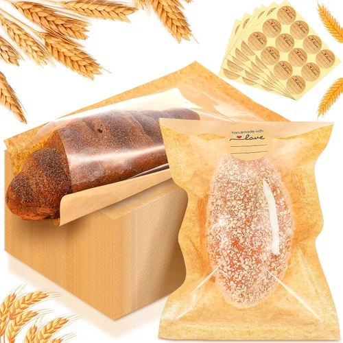 Vista 12 de Outus 100 bolsas de empaque para galletas con sello, bolsas de panadería de 3 x 3 pulgadas con ventana, papel resistente a la grasa termosellable