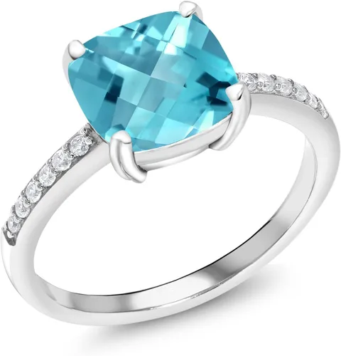 Vista 96 de Gem Stone King Anillo de compromiso de plata de ley 925 con piedra preciosa de corte cojín de 0.315 in Anillo de compromiso de aniversario de boda