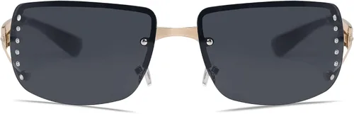 Vista 2 de VANLINKER Elegantes gafas de sol rectangulares sin marco sin montura para mujer