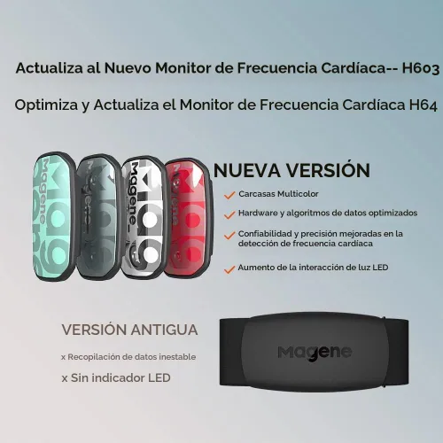 Vista 2 de Magene H603 - Monitor de frecuencia cardíaca con correa de pecho, compatible con ANT+ y Bluetooth con correa totalmente ajustable, compatible