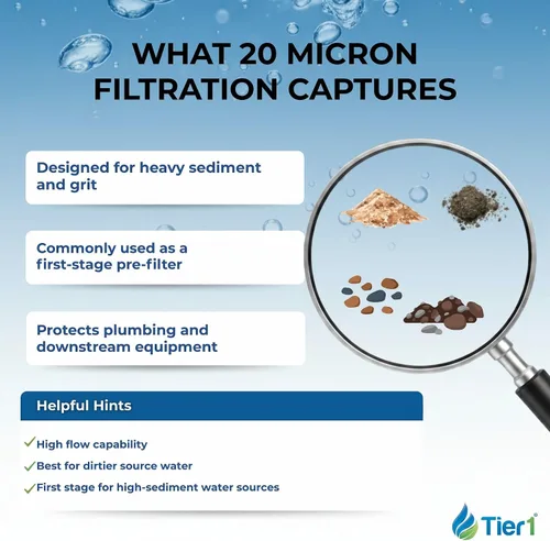 Vista 5 de Tier1 Paquete de 6 cartuchos de repuesto de filtro de agua de sedimentos plisados de poliéster para toda la casa, compatible con Pentek ECP20-20