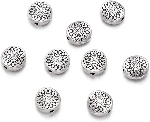 Vista 17 de Megapet - Cuentas espaciadoras de plata antigua estilo tibetano para fabricación de joyas, Metal