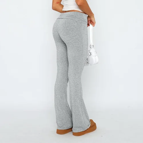 Vista 6 de Pantalones de pierna ancha para mujer, pantalones casuales de cintura alta, color sólido, holgados, rectos, tallas S-3XL