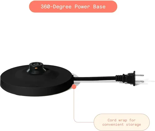 Vista 6 de Hervidor eléctrico de cuello de cisne de 1 litro, 1200 W, hervidor rápido con boquilla de vertido de precisión, interior de acero inoxidable
