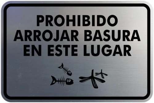 Vista 11 de Signs ByLITA Clásico enmarcado Prohibido Arrojar Basura en Este Lugar Gráfico Español Señal de Seguridad (Negro) - Pequeño