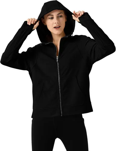 Vista 6 de Rdruko Sudadera con capucha y cremallera completa para mujer, con agujero para el pulgar, de algodón, con cremallera frontal, suave, ligera