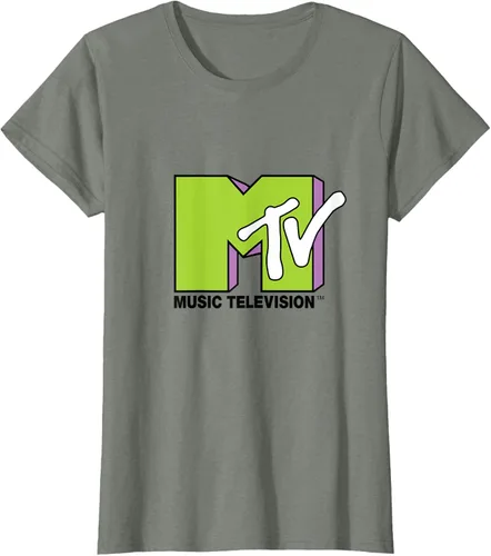Vista 12 de Camiseta de tratamiento de relleno con logotipo MTV verde lima y morado, Negro, S Azul Marino