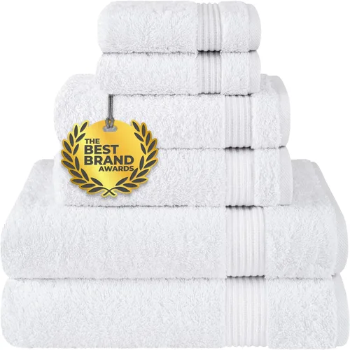 Vista 29 de Cotton Paradise Juego de 6 toallas, 100% algodón suave y absorbente turco para baño, 2 toallas de baño, 2 toallas de mano, 2 toallitas, juego