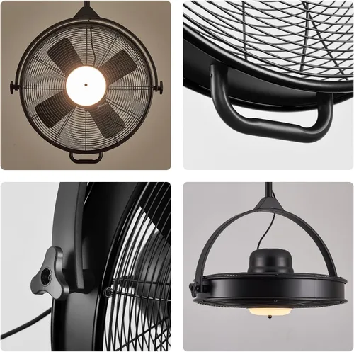 Vista 6 de Orison Ventilador de techo impermeable para exteriores de 24.8 pulgadas, 6 velocidades, cable enchufable, ventilador de garaje con control remoto