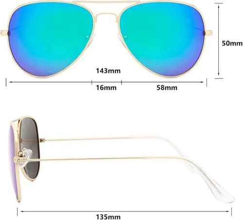 Vista 2 de Livhò Sunglasses for Men Women Aviator Polarized Metal Mirror UV 400 Lens Protection