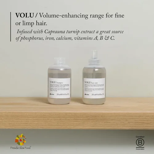 Vista 5 de Davines VOLU/Shampoo, Volumizing Cleanser for Fine or Limp Hair - Gentle Root Lifting Formula for Lasting Body & Lightness - Turnip Root Extract