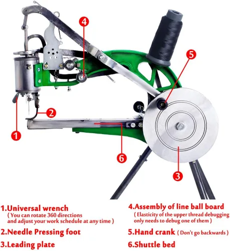 Vista 3 de Máquina de coser de cuero manual, máquina de zapatero a mano, máquina de reparación de costura y reparación de zapatos, máquina de parcheo, máquina
