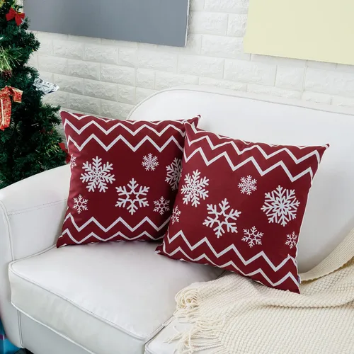 Vista 3 de HWY 50 Juego de 4 fundas de almohada rojas de 16 x 16 pulgadas para sofá, cama, sala de estar, suaves, decorativas, navideñas, bohemias