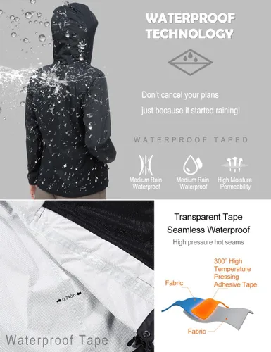 Vista 2 de Diamond Candy - Chaqueta de lluvia con capucha para mujer, ligera, impermeable, informal, para exteriores