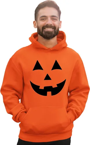 Vista 3 de Go All Out Jack O Lantern Pumpkin Face Halloween Divertida sudadera con capucha para hombre y mujer Naranja