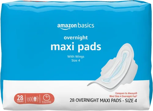 Vista 12 de Amazon Basics Almohadillas largas gruesas con alas para períodos, absorción regular, sin perfume, tamaño 1, 36 unidades (anteriormente Solimo)