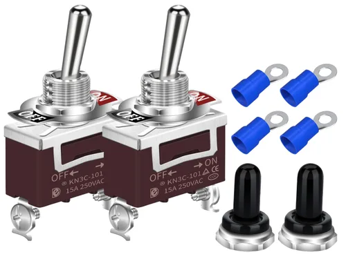 Vista 10 de DaierTek Interruptor de palanca de mango negro resistente de 12 V, SPST 2 pines interruptor de palanca de encendido y apagado, interruptor