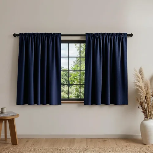 Vista 14 de Mrs.Naturall - Cortinas opacas cortas beige para ventanas pequeñas de 18x24 pulgadas de largo