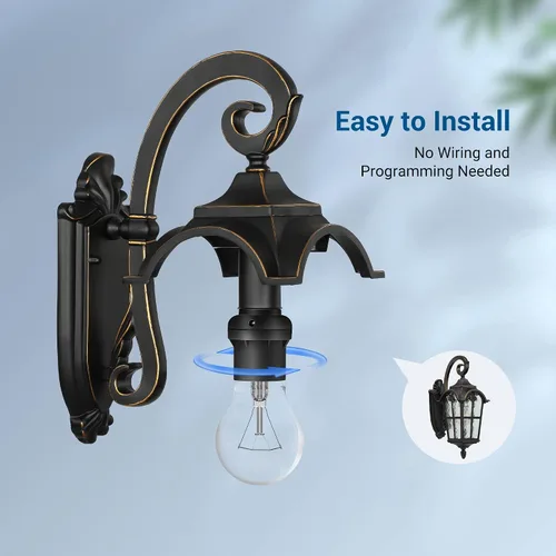 Vista 5 de DEWENWILS Enchufe Sensor de Luz, Enchufe Sensor de Atardecer a Amanecer E26 E27, Enchufe de Bombilla para Luminarias, Compatible con Bombillas Negro