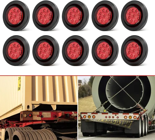 Vista 11 de 10 Piezas Luces LED Marcadoras de Separación Redondas para Remolque de 2", 4 LED Empotradas con Ojales de Goma y Cables con Conectores de 2 Clavijas