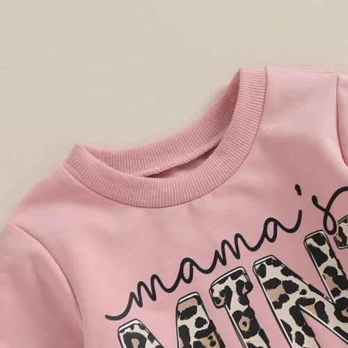 Vista 5 de Covvoliy Ropa de otoño e invierno para bebé niña, sudadera con capucha y pantalones con estampado de leopardo, 2 piezas