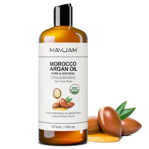 Vista 8 de MAYJAM Aceite de argán marroquí orgánico de 16 onzas líquidas, certificado por la USDA, aceite portador 100% puro y natural para hidratación de piel