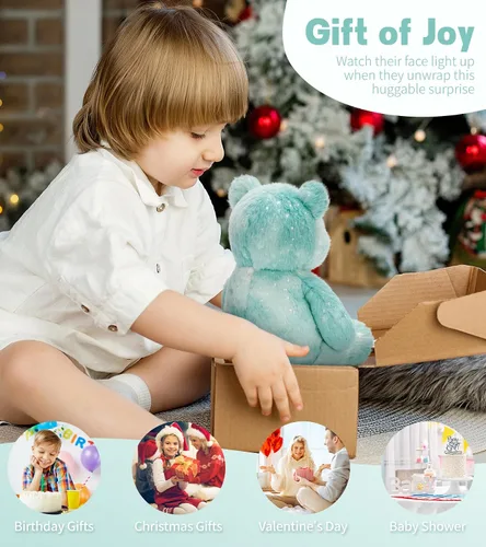 Vista 4 de Tezituor - Oso de peluche arcoíris de 13.78 pulgadas, suave oso de peluche teñido anudado, acogedor juguete de peluche abrazable para niños, novia
