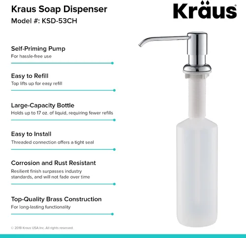 Vista 3 de Kraus Boden - Dispensador de jabón para fregadero de cocina en cromo