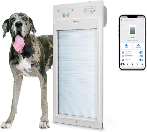 Vista 10 de Puerta enrollable automática Power Pet de la marca High Tech Pet - Panel motorizado enrollable para mascotas, control manual y de aplicación WiFi