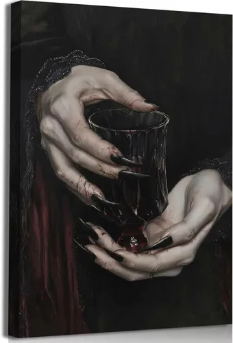 Vista 9 de XLYFVLGF Arte de Pared en Lienzo Melancólico Oscuro Libresco, decoración de pared preppy oscura, pintura de mujer gótica victoriana, obra de arte