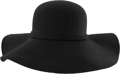 Vista 3 de Wide Brimmed lana Floppy Sombrero Negro