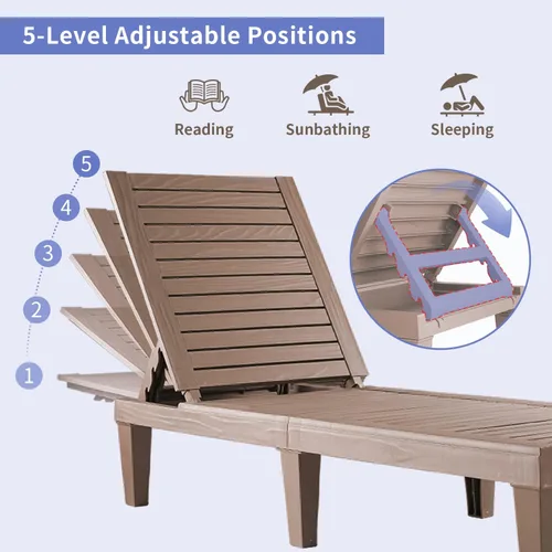 Vista 3 de Chaise Lounge para exteriores, 2 piezas, juego de 2 sillas ajustables para piscina, tumbonas impermeables, tumbonas para todo tipo de clima