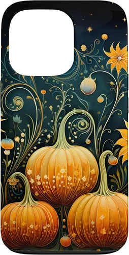 Vista 10 de Funda floral para iPhone 16 Pumpkins Vintage Otoño Otoño