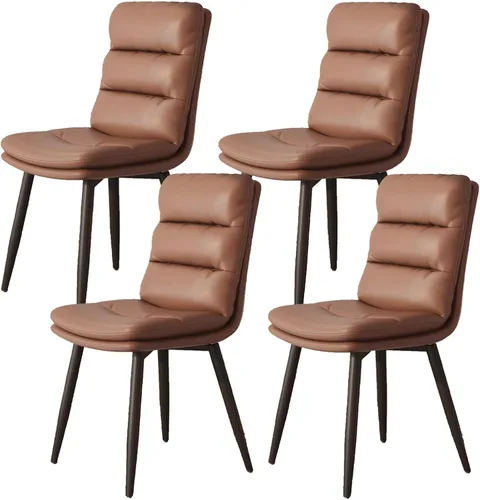 Vista 23 de Upholstered Dining Chairs Set of 4, Leather Kitchen Chair with Metal Legs, Dining Room Kitchen Chair with Back for Brown