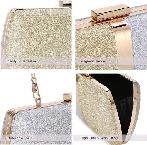 Vista 4 de Selight Bolso de mano con purpurina para mujer, bolso de noche de boda, bolso formal para novia, bolso de fiesta de graduación, cóctel