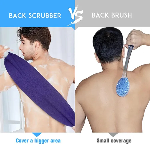 Vista 2 de Evridwear fregador de espalda exfoliante con asas a los lados para ducha limpieza corporal profunda, masajes en la piel mejorando la circulación