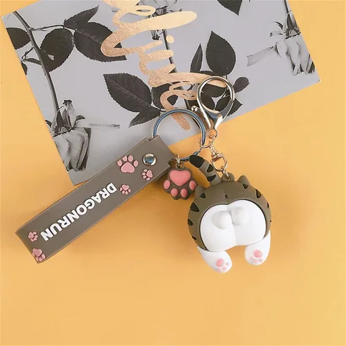 Vista 3 de Gokmnjiuh Llavero de gato de dibujos animados con llavero de metal para llavero de coche, accesorios para niñas y mujeres