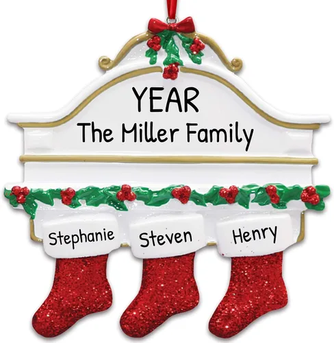 Vista 16 de Adornos de Navidad familiares personalizados – Medias de Navidad personalizadas con nombres, regalos para parejas, adornos 2024, nuestra primera