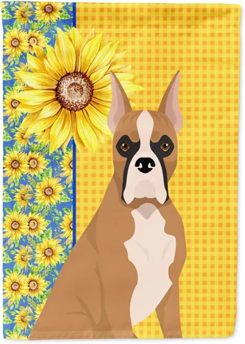 Vista 71 de Caroline's Treasures WDK5313GF Bandera de jardín con diseño de girasoles de verano, color negro y tostado, Airedale Terrier para buzón, bandera