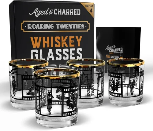 Vista 7 de Vasos de whisky de cristal sin plomo envejecido y carbonizado con base