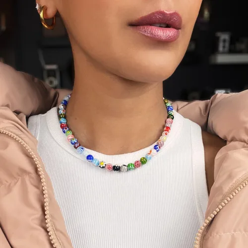 Vista 2 de SOFYBJA Tiger Eye Beaded Necklace Green Malachite Beads Choker Necklace Gold Star Zircon Pendant Necklace Women Chakra Healing Gemstone Jewelry