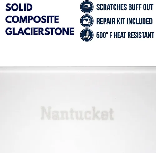 Vista 3 de Nantucket Sinks Fregadero rectangular blanco glacierstone NS-GSTR24 White Sink for Bath Vanity, High Gloss Finish, Sturdy, Easy Clean – NS-GSTR24